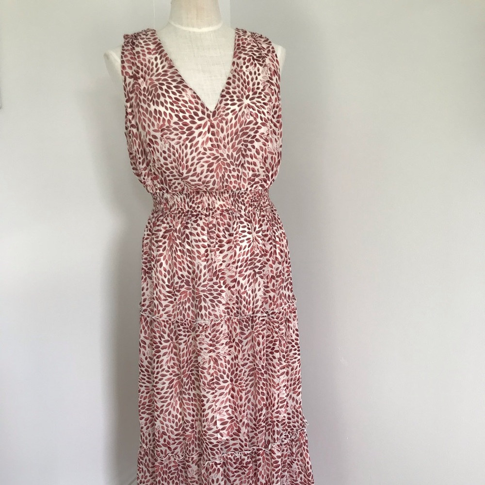 Kate&Lily flowy chiffon leaf print dress
